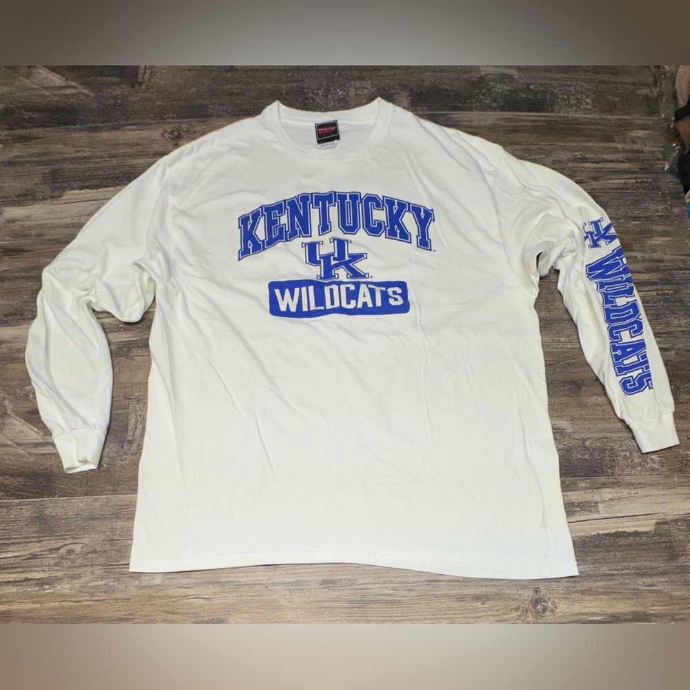 Kentucky Wildcats Long Sleeve Shirt White Blue Graphic Men’s 2XL UK